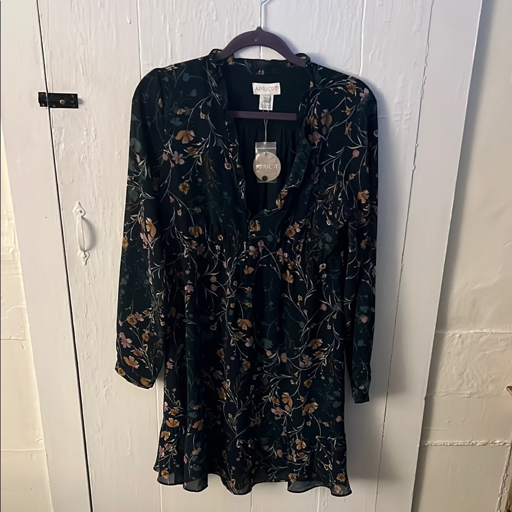 APRICOT Blue Long Sleeve V-Neck Sundress